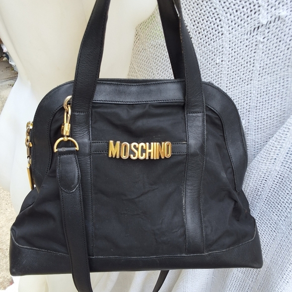 Moschino Canvas & leather logo xbody bag
